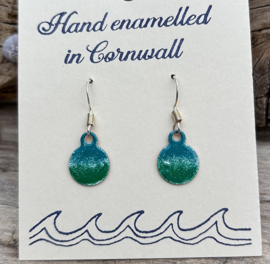 Hand enamelled sea earrings 