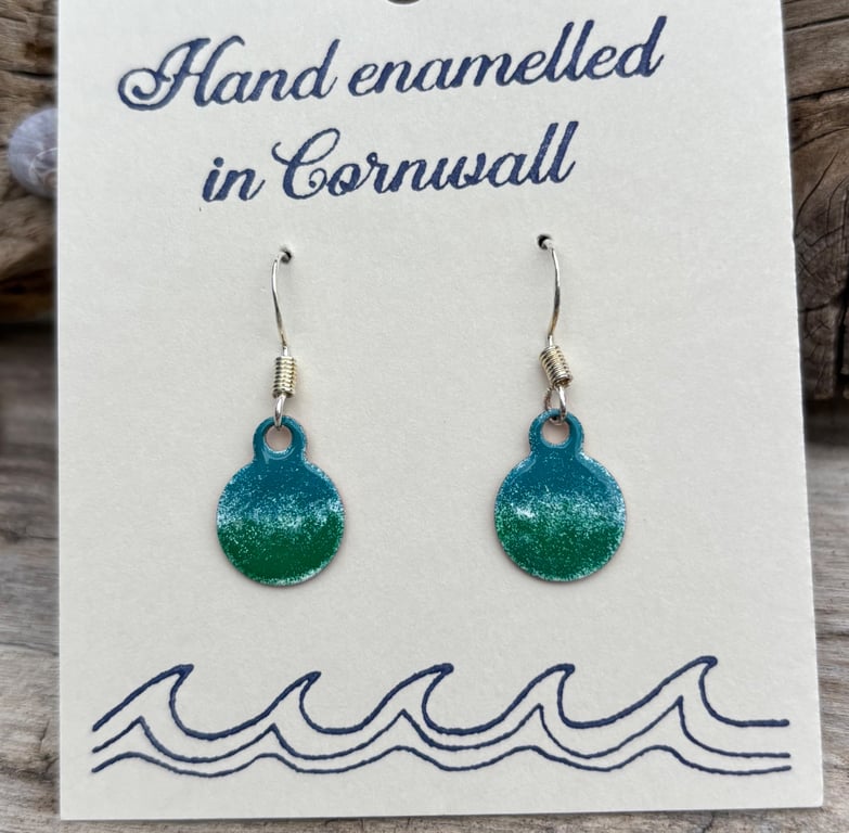 Hand enamelled sea earrings 