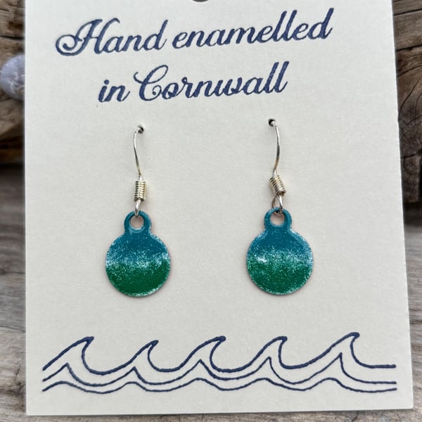 Hand enamelled sea earrings 