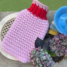 Hand knitted merino wool hot water bottle 