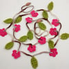 Crochet  Bright Pink Blossom Garland 