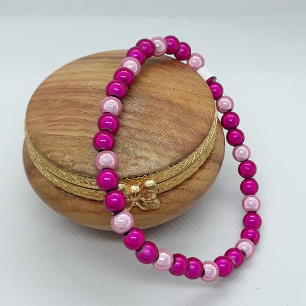 BR345 2 Tone pink Miracle bead bracelet