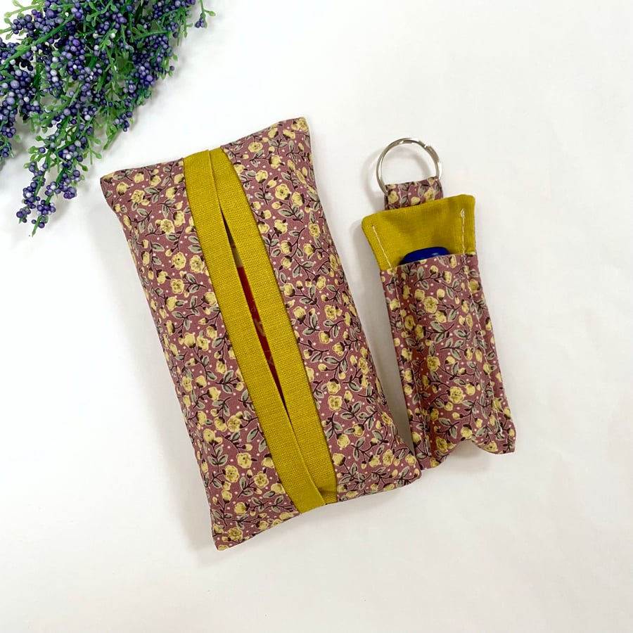 Tissue Pouch and Lip Balm Holder Set Ditsy Floral Flowers