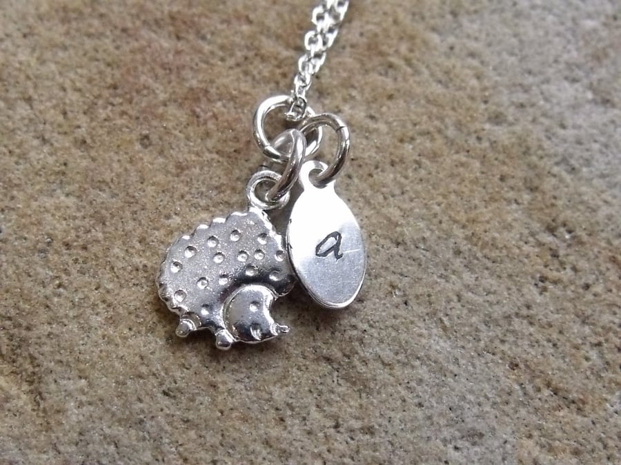 Kids Personalised Silver Hedgehog Necklace
