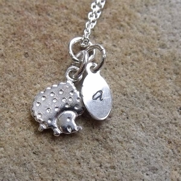Kids Personalised Silver Hedgehog Necklace