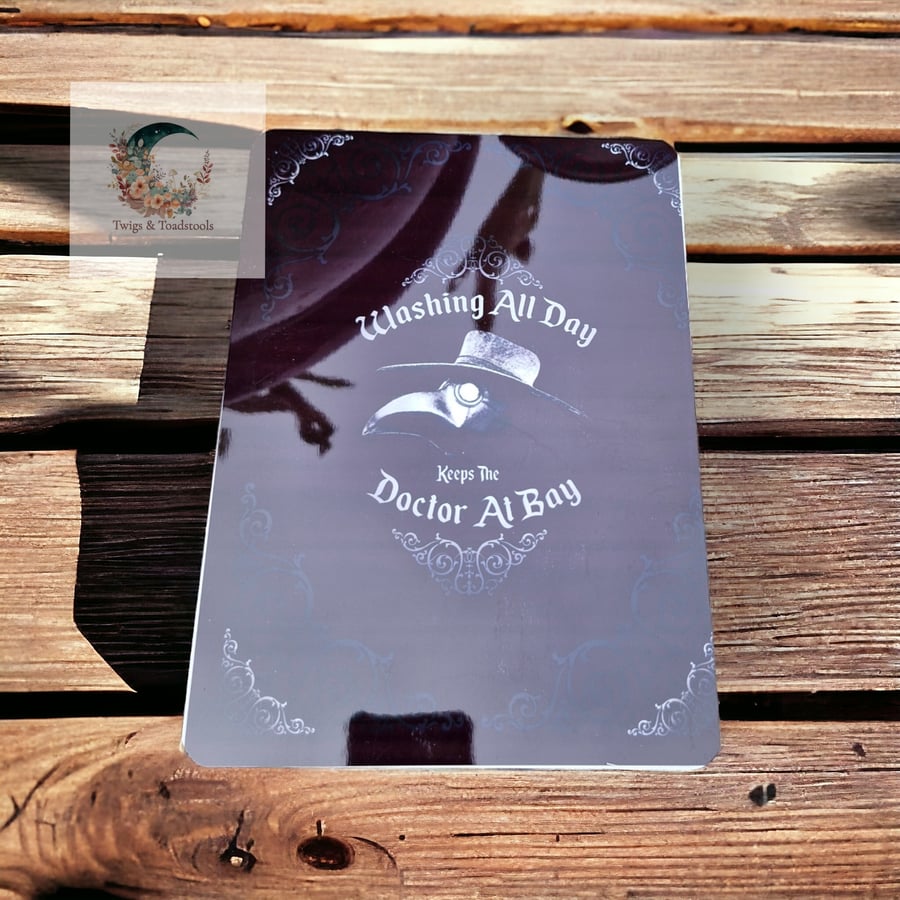 Metal plague doctor bathroom sign 