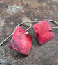 Red Square Dangle Earrings - Image 2