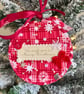 Personalised Red Snowflake Tartan Bauble, We Wish You Merry Christmas Hoop