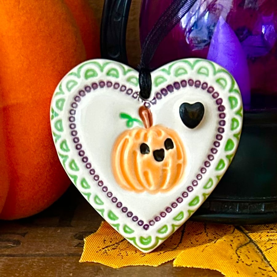Ceramic pumpkin hanging decoration
