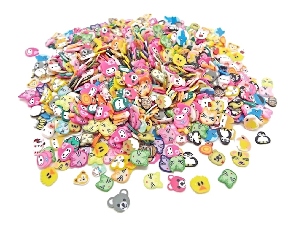 1000 Polymer Clay Animal Face Slices, 4-7mm for Nail Art, Jewellery, Resin