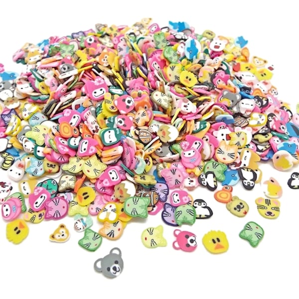 1000 Polymer Clay Animal Face Slices, 4-7mm for Nail Art, Jewellery, Resin