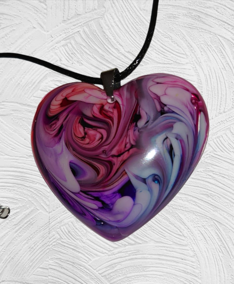 Red and purple heart pendant