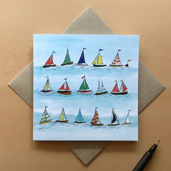 Greetings card - boats - sailing - birthday card