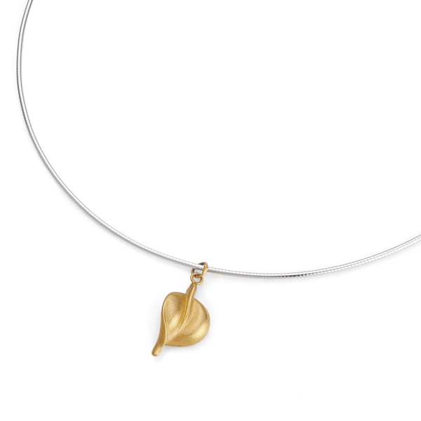 Guadalupe by Fedha - vermeil leaf casting on sterling silver omega chain