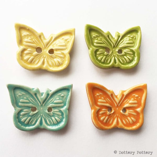 Large ceramic feature butterfly buttons set of ... - Folksy
