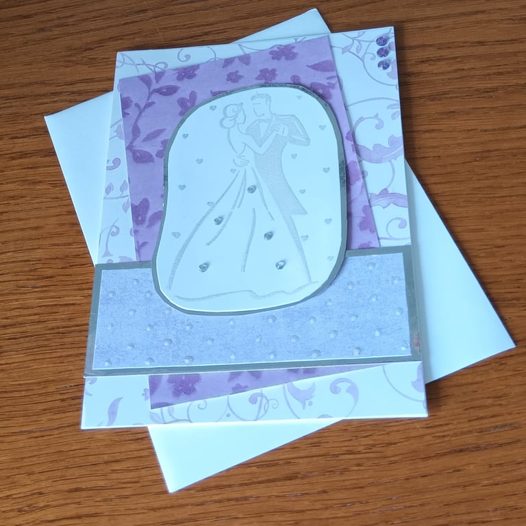 Bride and Groom card - lilac