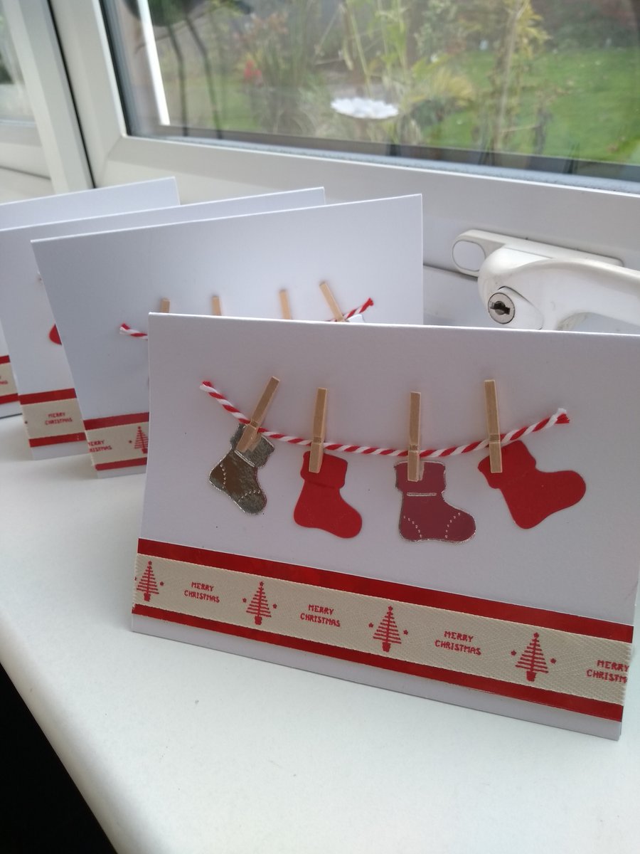 Pack of 4 stocking Christmas cards