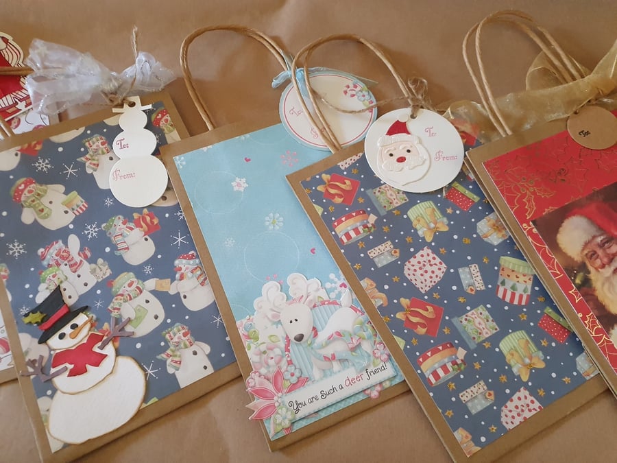 5 Handmade Kraft Christmas Gift bags