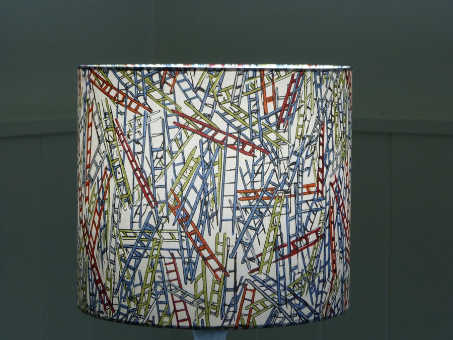 Liberty Ladders fabric covered drum lampshade