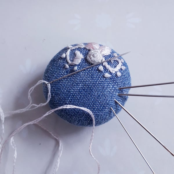 Magnetic Pin cushion with beautiful Rose embroidery 
