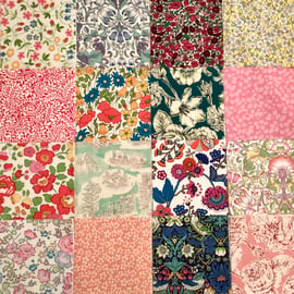 16 Liberty Fabric 3inch Squares : ALL DIFFERENT DESIGNS : Free UK Post