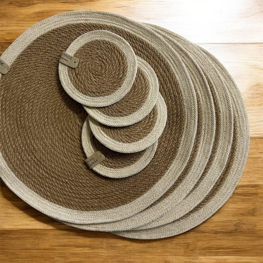 Handmade Jute Coasters & Placemats Rustic boho style eco-friendly set