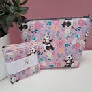 Panda zip pouch and reusable wipes gift set