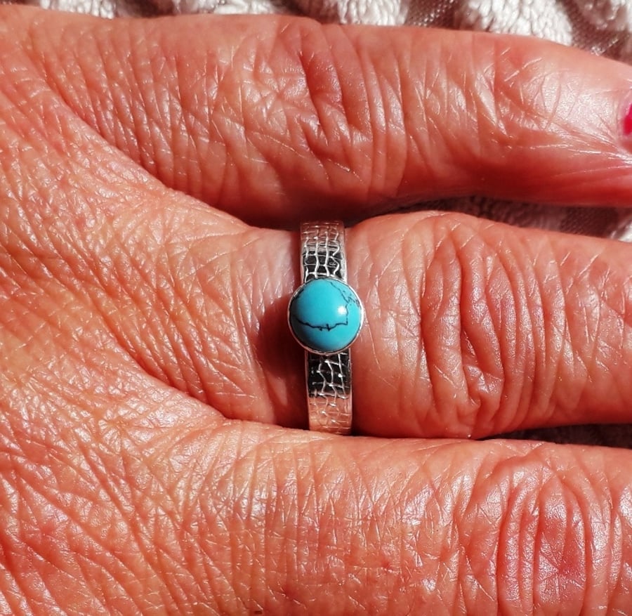 Adjustable Turquoise Ring Sterling Silver size M - P