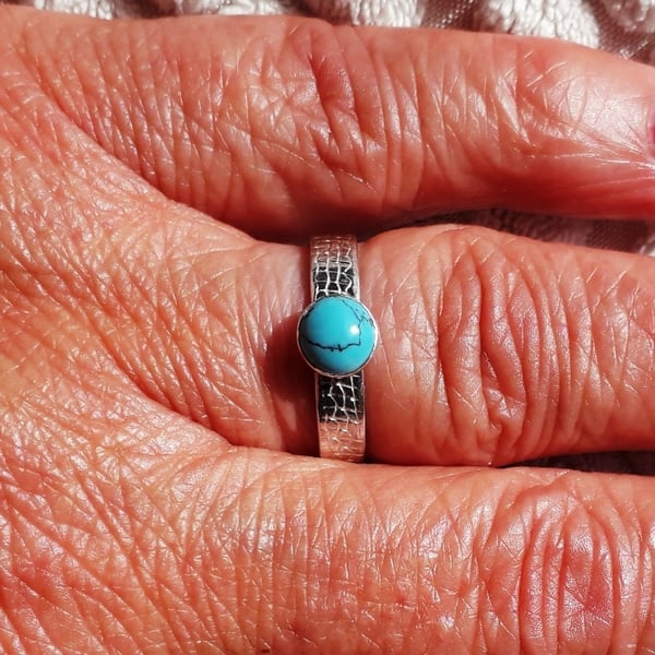Adjustable Turquoise Ring Sterling Silver size M - P