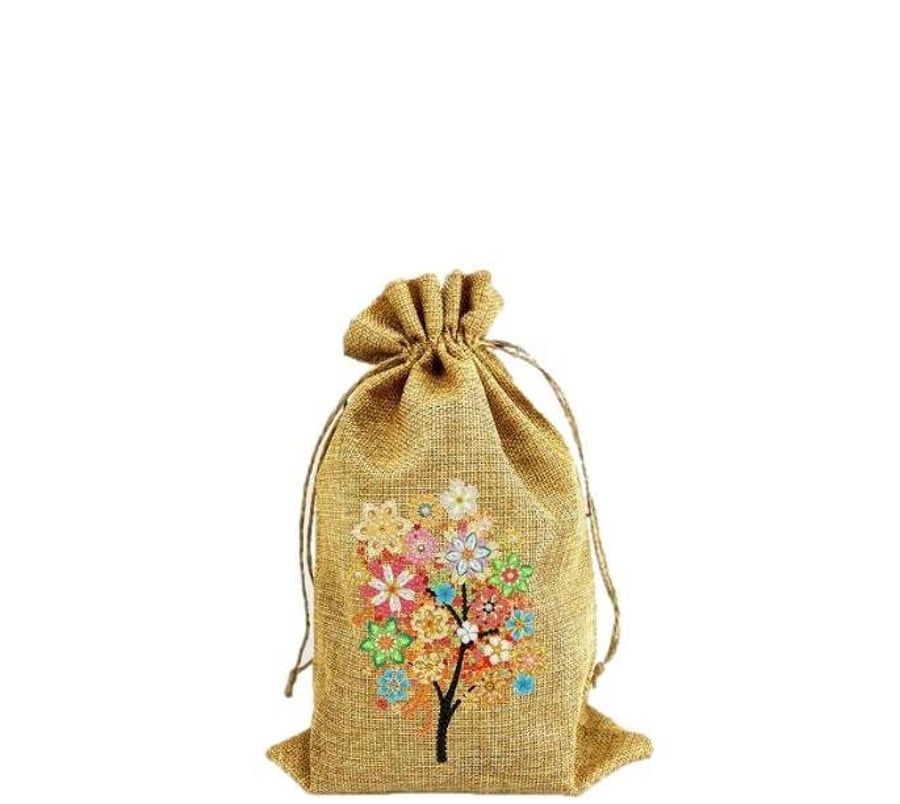 5D DIY Diamond Painting Kit Painting Floral Tree Linen Gift Sack Bag DIY Rhinest
