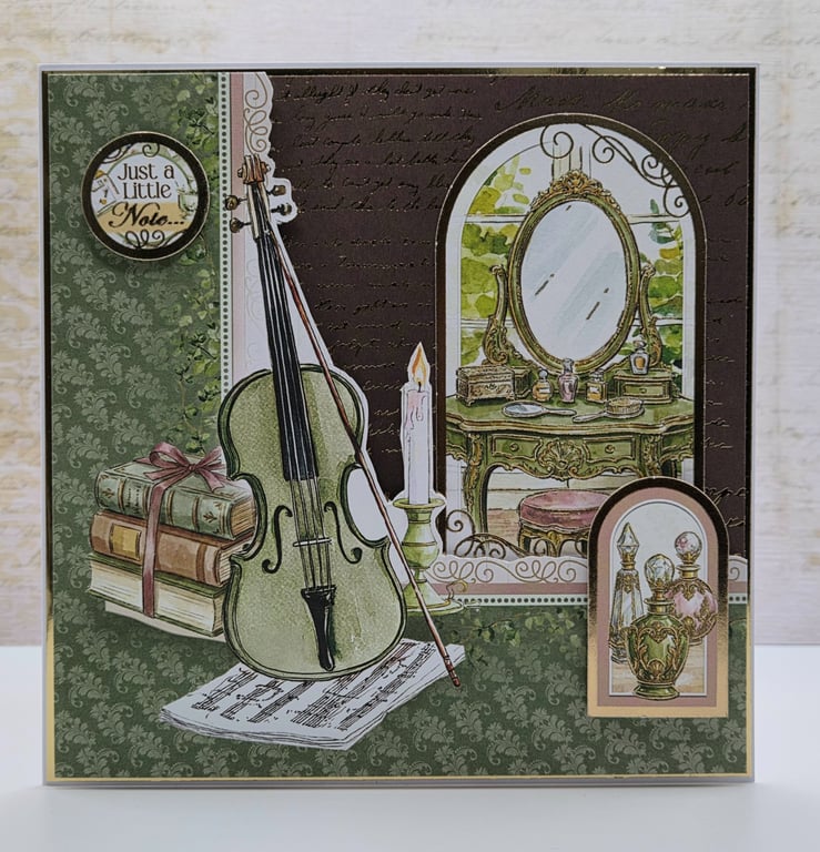 Handmade Just a Little Note Card Vintage Style Greeting Card Thinking of You