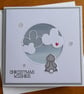 Christmas Card - Rabbit With Clouds - Stormy Blue - Christmas Wishes