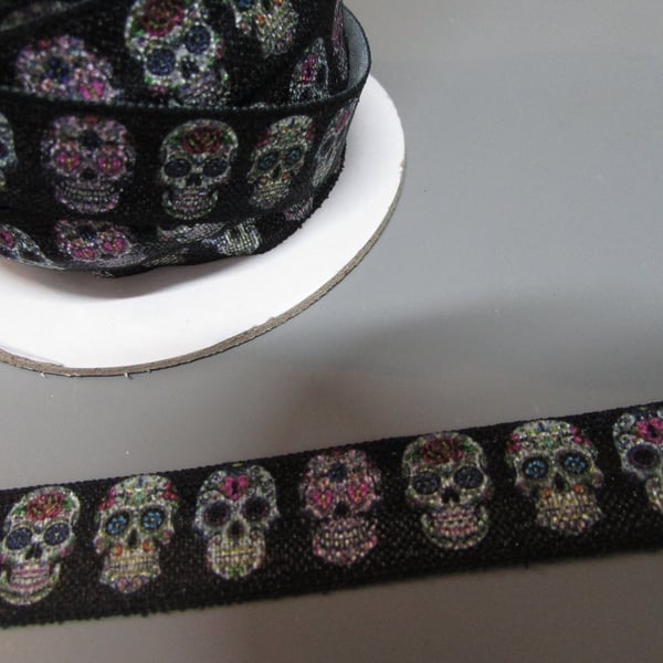 Skull Fold Over Elastic x 1 metre