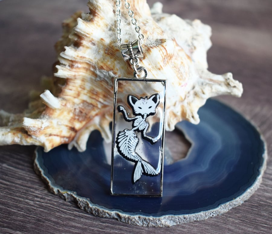 Cat Mermaid Necklace, Creepy Cute Alternative Jewellery