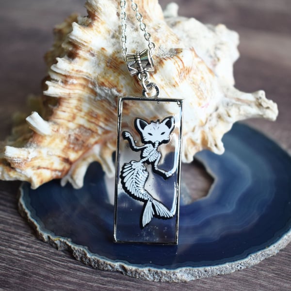 Cat Mermaid Necklace, Creepy Cute Alternative Jewellery