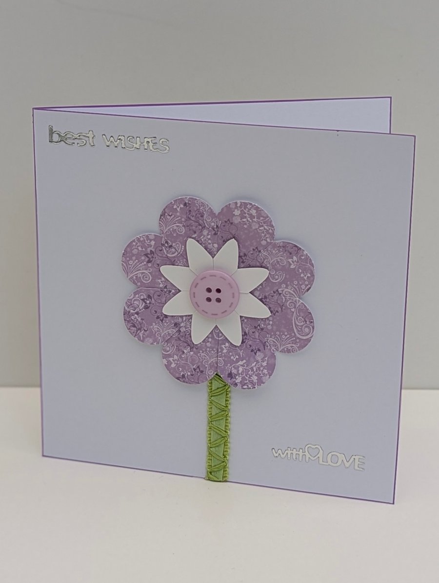 Handmade Birthday card  with large flower embellishment for her