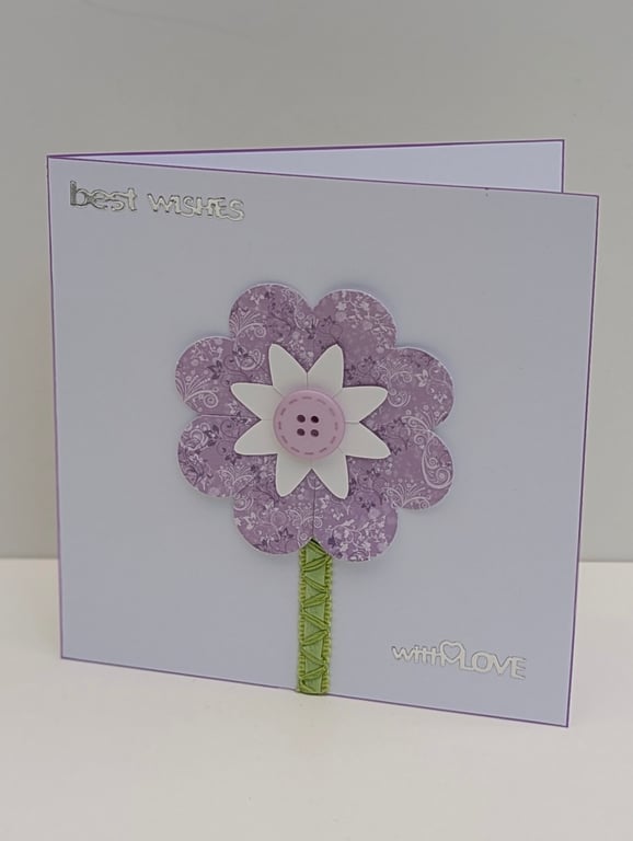Handmade Birthday card  with large flower embellishment for her