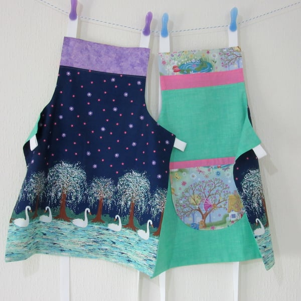 Child Reversible Apron - Swan Lake and Fairy Cottage