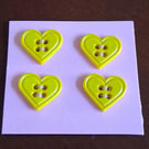 18MM YELLOW HEARTS WITH GOUR HOLES FOR ATTACHING 