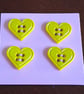 18MM YELLOW HEARTS WITH GOUR HOLES FOR ATTACHING  - Image 1
