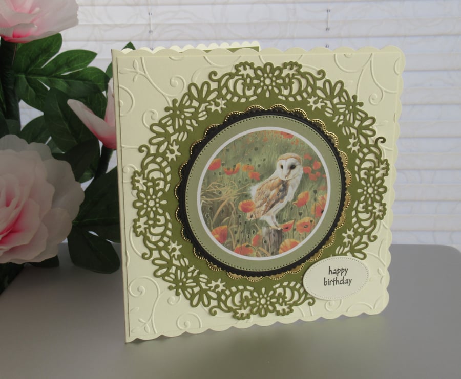 Barn Owl Among The Poppies - Birthday Card