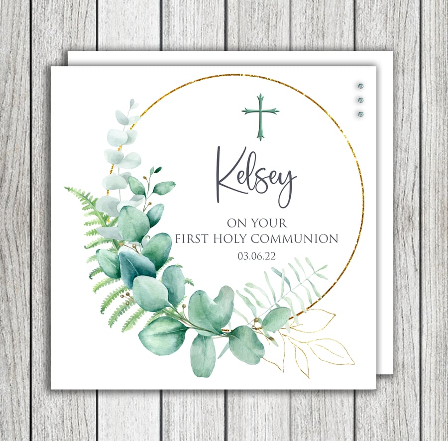 Floral First Communion Card