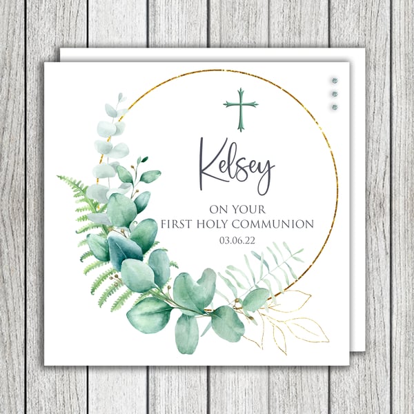 Floral First Communion Card