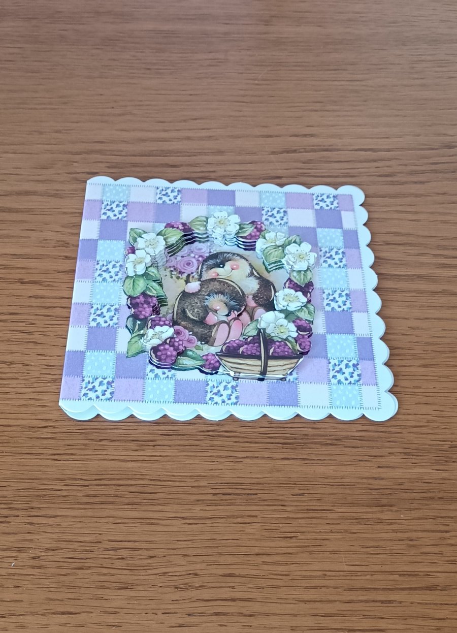 Cute 3D Decoupage Hedgehog Card