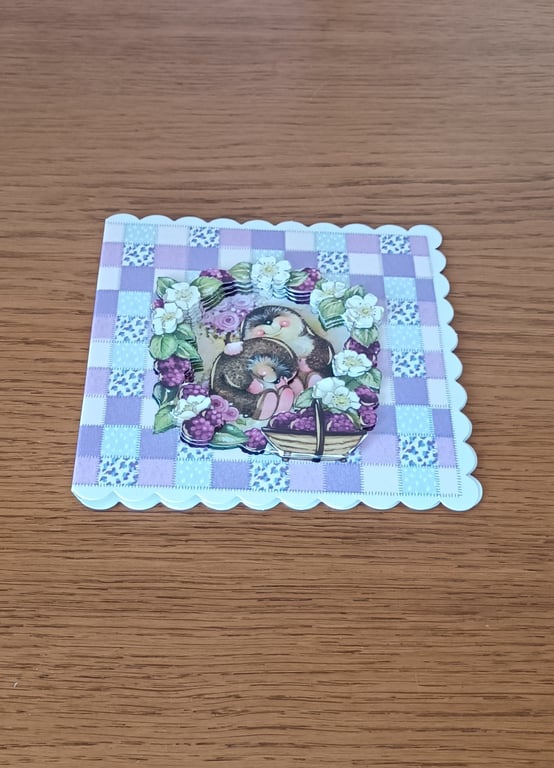 Cute 3D Decoupage Hedgehog Card