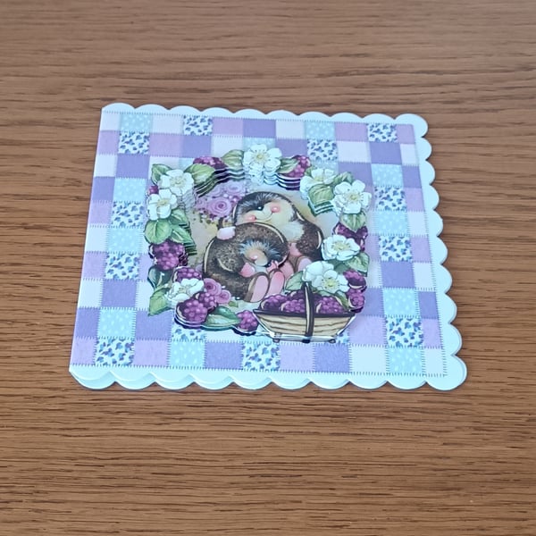 Cute 3D Decoupage Hedgehog Card