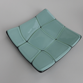 Fused Glass Square Shallow Dish, 15cm
