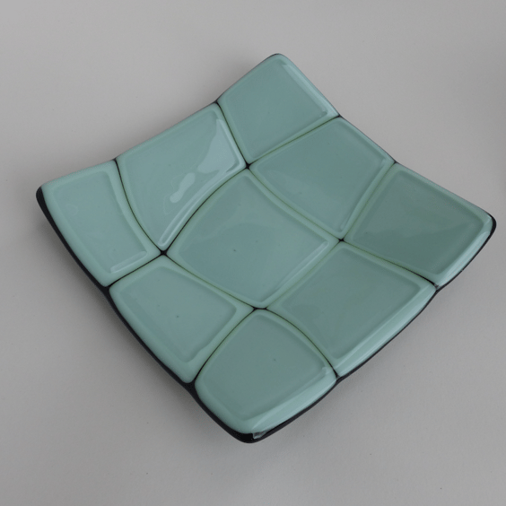 Fused Glass Square Shallow Dish, 15cm, Summer Seconds