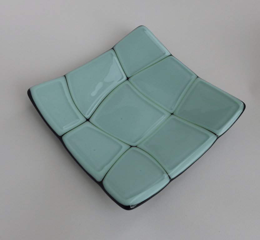 Fused Glass Square Shallow Dish, 15cm