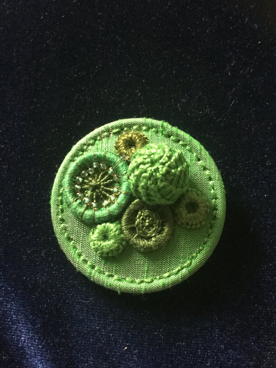 Dorset Button Medley Brooch, Emerald Green